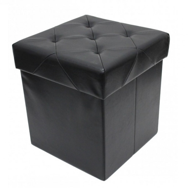 Product Image for Taburet Cub Pliabil cu Spatiu Depozitare 38cm Grunberg TB101 Negru