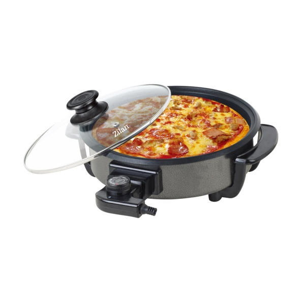Product Image for Tigaie electrica rotunda pizza grill 36cm 1500W capac sticla Zilan ZLN4957