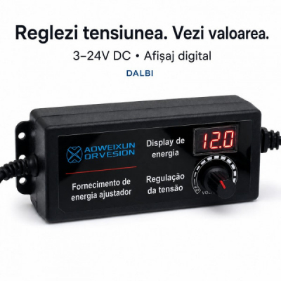 Alimentator Reglabil 3-24V DC 5A cu Afisaj Digital Mufa 5.5x2.1mm DALBI 7B001 XXM