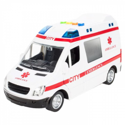 Ambulanta de jucarie scara 1:16 cu sunete si lumini 24x9x7cm WY590E CWT