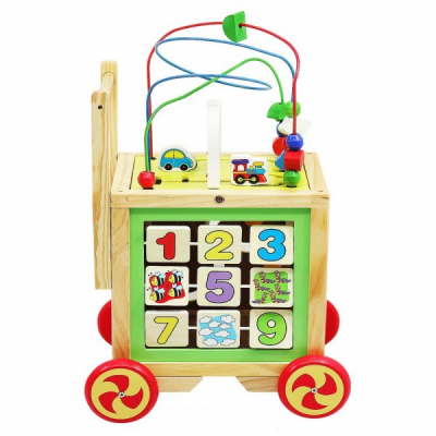 Antepremergator Lemn Cub Centru de Activitati Educational 6in1