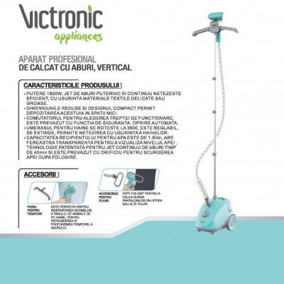 Aparat de Calcat Vertical cu Aburi 1.5l 1800W Victronic VC907