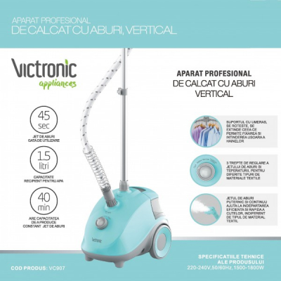 Aparat de Calcat Vertical cu Aburi 1.5l 1800W Victronic VC907