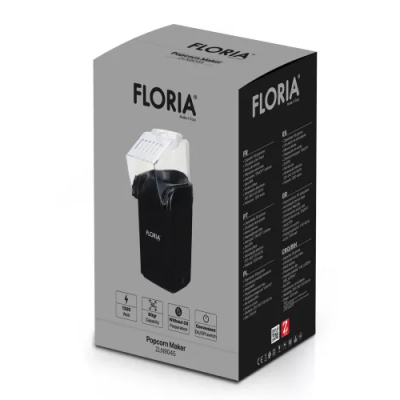 Aparat Popcorn fara ulei aer cald 1200W 60g negru FLORIA Zilan ZLN9045