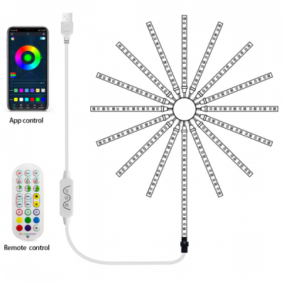 Artificii LED Banda RGB 5050 la USB, BT QR APP Telecomanda Music 150cm