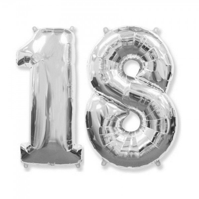 Balon Jumbo Cifra 100cm din folie metalizata Argintie de la 0 la 9