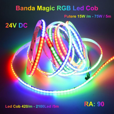 Banda COB LED 5m Digital Magic RGB 420D 24V-10mm IP 20 18A201 XXM