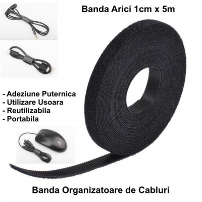 Banda cu Arici Velcro 1cmx5m Organizare Cabluri BDA01500 14B029 XXM