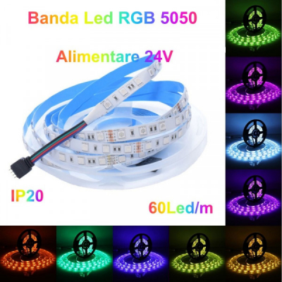 Banda LED 5050 RGB 5m 24V 300LED de Interior IP20 18A118 XXM