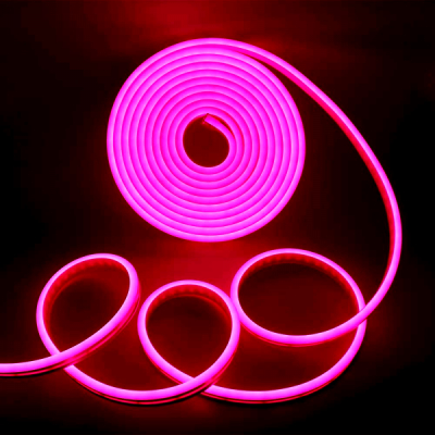 Banda LED Neon Flexibil Silicon 6x12mm 12V Alimentare Inclusa 5m Roz