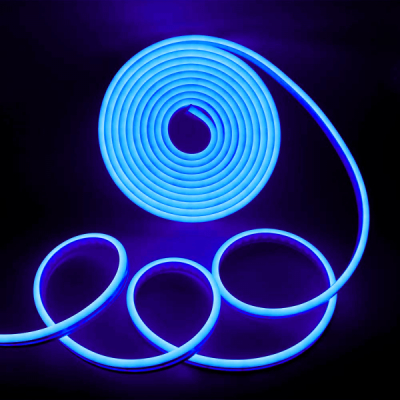 Banda LED Neon Flexibila Silicon 6x12mm 12V Alimentare Inclusa 5m Blue