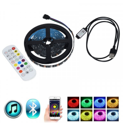 Banda LED RGB 5050 3m Kit TV USB Bluetooth QR Telecomanda IP65 BL6 XXM