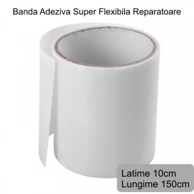 Banda Super Adeziva Reparatii Flex Tape Alba Mata 10x150cm 10150A 14B033 XXM