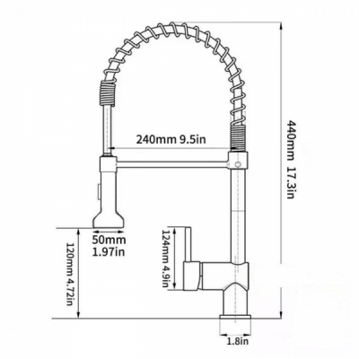 Baterie Bucatarie Pipa Furtun Flexibil 2 functii Jet Apa YY8031N Neagra