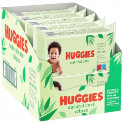 Bax 10 Pachete Servetele Umede Fibre Naturale 10x56buc Huggies Aloe Vera