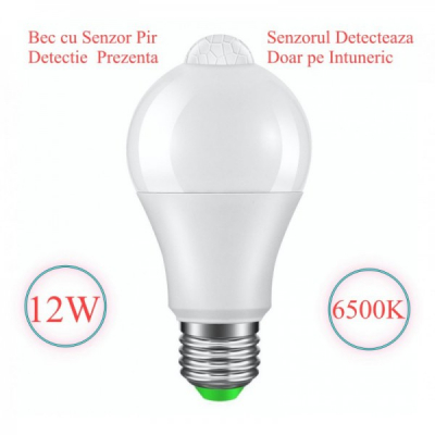 Bec cu LED si Senzor de Miscare E27 12W 810lm Alb Rece 6500K 18C001 XXM
