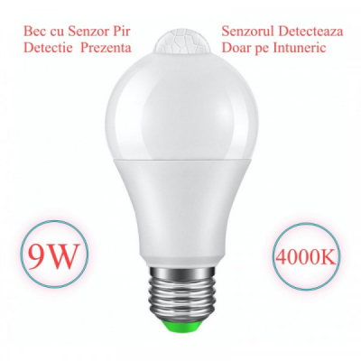 Bec cu LED si Senzor de Miscare E27 9W 4000K 18C049 XXM