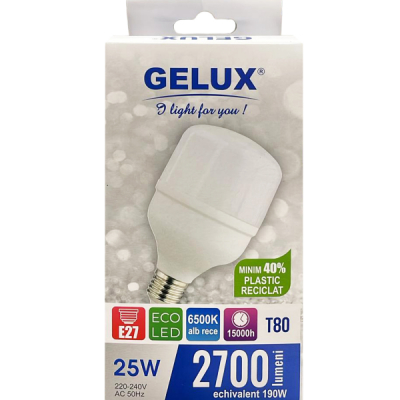 Bec EcoLED Tubular Gelux T80 25W E27 6500K GL-LEDT8025 CNN51334