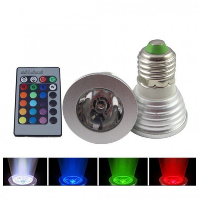 Bec LED Tip Spot 3W RGB cu Telecomanda Bec Soclu E27 220V