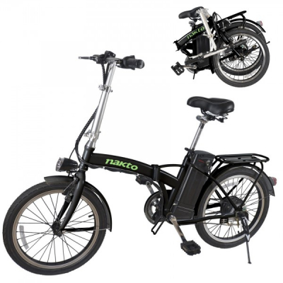 Bicicleta Electrica Pliabila 20 Inch 250W 36V Negru cu Verde Nakto