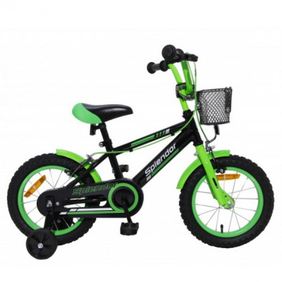 Bicicleta pentru Copii 12 Inch Splendor Negru cu Verde SPL12N