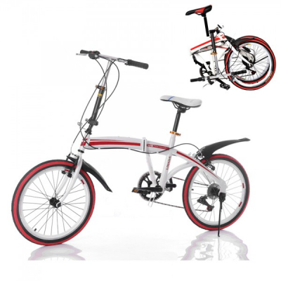 Bicicleta Pliabila cu Roti 20 Inch U8 Alb cu Rosu