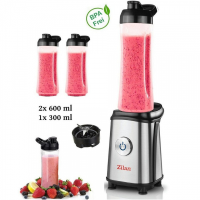 Blender Electric Inox Smoothies 350W 2x600ml 1x300ml Zilan ZLN0504