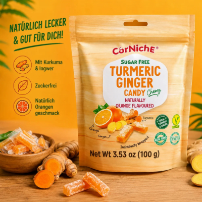 Bomboane Moi Fara Zahar Ghimbir Turmeric Portocale Anti Greata CorNiche 100g MLL