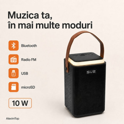 Boxa Portabila Bluetooth 10W cu Panou Solar Radio FM SZ-L34 13A004 XXM