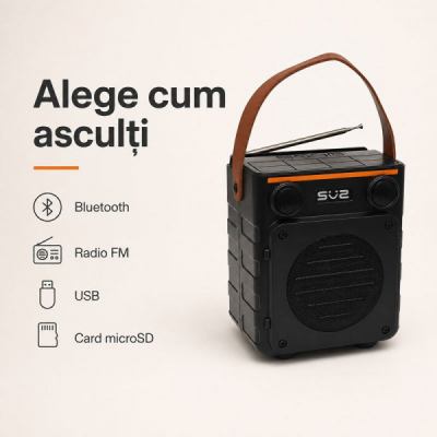 Boxa Portabila Bluetooth 10W cu Panou Solar si Radio FM SZ-L11M 13A001 XXM