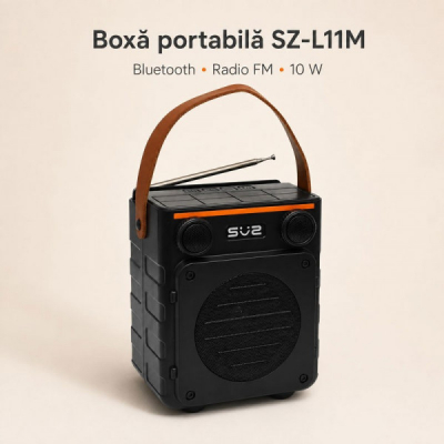 Boxa Portabila Bluetooth 10W cu Panou Solar si Radio FM SZ-L11M 13A001 XXM