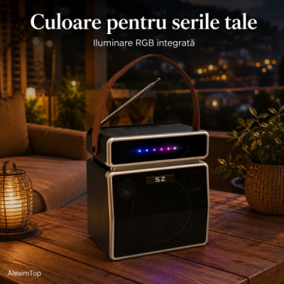 Boxa Portabila Bluetooth 15W cu Panou Solar Radio FM SZ-L29 13A006 XXM