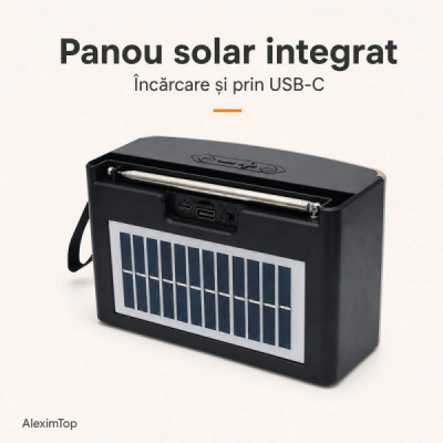 Boxa Portabila Bluetooth cu Panou Solar Radio FM SZ-L15 MINI 13A005 XXM