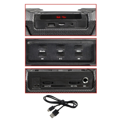 Boxa Portabila Iluminata cu Radio FM SD USB MP3 AUX B19