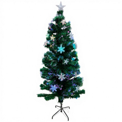 Brad Artificial de Craciun cu Fibra Optica si LEDuri Stele 150cm 407-2 DNC65495