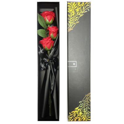 Buchet 3 Trandafiri Artificiali Parfumati 40cm Cutie Cadou Valentine's Day