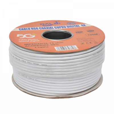 Rola 100m Cablu Coaxial TV UHD 4K DIGITAL RG6 Cupru 10B010 XXM