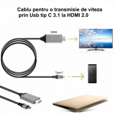 Cablu Usb Tip C 3.1 la HDMI 2.0 / 4K*2K / 2m HDTV2C4K 2C021 XXM