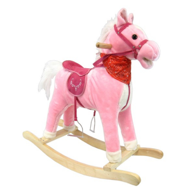 Calut Balansoar Copii Rocking Horse Muzical Roz