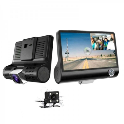 Camera Auto Tripla Blackbox Full HD, 3 Camere Ecran 4” G-Senzor