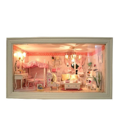 Camera Papusi 3D Diorama Iluminata Pink Dream