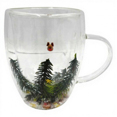 Cana Sticla Doblo cu Pereti Dubli 350ml Motive Craciun DIV.Modele DNC65752