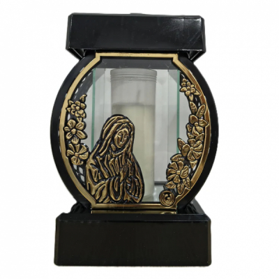 Candela Funerara Decorativa cu Lumanare 38x17x17cm Vitraz Maria CNN53155