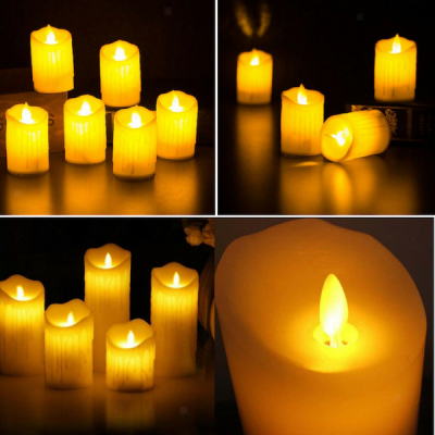 Candela lumanare plastic ALB ceara scursa LED care palpaie 5x7cm 6147-1 CCN40835