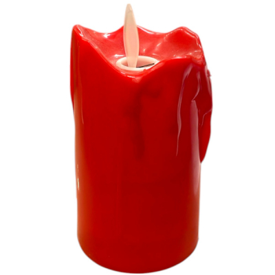 Candela lumanare plastic ROSU ceara scursa LED care palpaie 5x11cm 6147-3 CCN40836