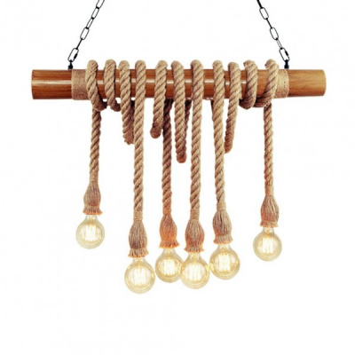 Candelabru Vintage Sfoara cu Tub Bambus 3195 pentru 6 becuri 6xE27 WTT MNR6346