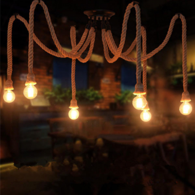 Candelabru Vintage Spider din Sfoara pentru 6xE27 Becuri E27 WTT