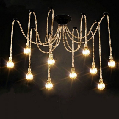 Candelabru Vintage Spider din Sfoara pentru 10 becuri E27 WTT