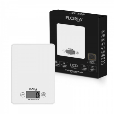 Cantar bucatarie digital sticla 5kg alb FLORIA Zilan ZLN1685