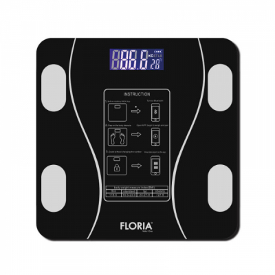 Cantar electronic corporal FLORIA 26x26x2cm 180kg sticla negru Zilan ZLN8962